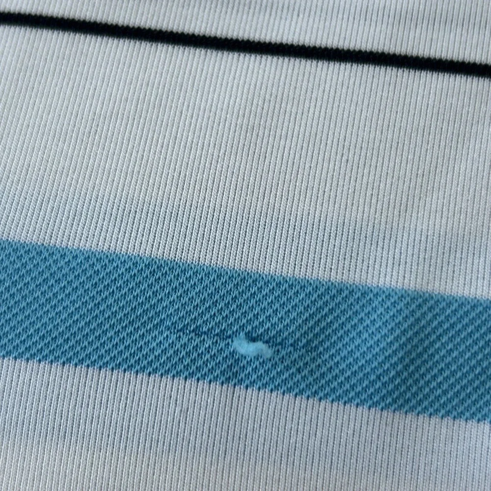 Footjoy Shirt Men Large Blue White Stripe Golf Polo Performance Hybrid Relax Fit